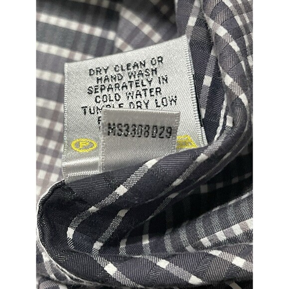 Bugatchi Shirt Men XL Gray Black Classic Fit Long Sleeve Check Squares Geometric - Picture 8 of 12